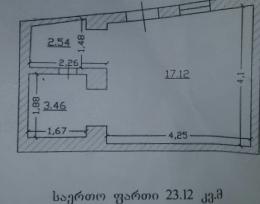 იყიდება 1 ოთახიანი ბინა,ქალაქის ცენტრში